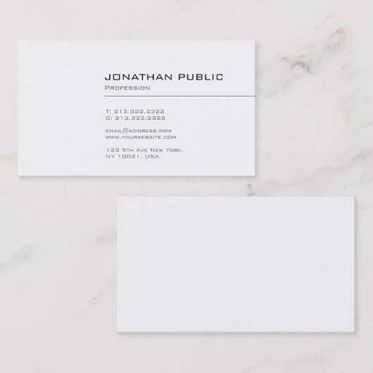 Carte De Visite Design élégant professionnel élégant Design simple (Devant / Derrière)