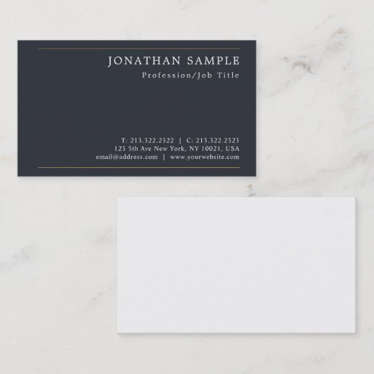 Carte De Visite Design élégant Professionnel Moderne Design élégan (Devant / Derrière)