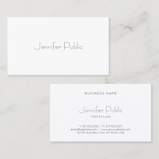 Carte De Visite Design élégant propre Design moderne élégant minim (Devant / Derrière)