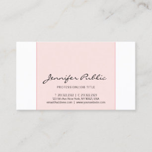 Carte De Visite Design élégant rose blanc Créatif Simple Design mo