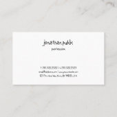 Carte De Visite Design Élégant Script Main Professionnel Simple To (Dos)