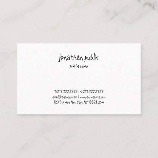 Carte De Visite Design Élégant Script Main Professionnel Simple To (Dos)