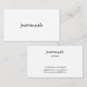 Carte De Visite Design Élégant Script Main Professionnel Simple To (Devant / Derrière)