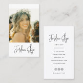 Carte De Visite Design Élégant Signature Script Photo simple (Devant / Derrière)