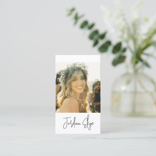 Carte De Visite Design Élégant Signature Script Photo simple (Debout devant)