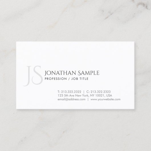 Carte De Visite Design élégant Simple chic tendance Monogramme (Devant)