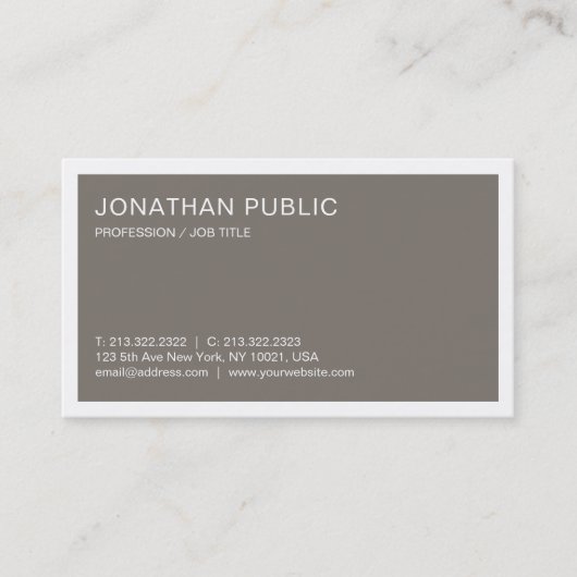 Carte De Visite Design élégant Sleek Plain tendance Luxe Brown (Devant)