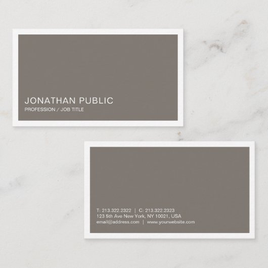 Carte De Visite Design élégant Smart Plain tendance Brown luxe (Devant / Derrière)