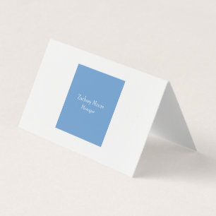 Carte De Visite Design élégant sobre minimaliste simple bleu blanc