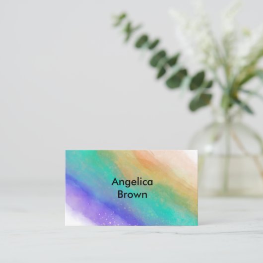 Carte De Visite design élégant turquoise et violet aquarelle (Debout devant)