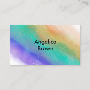 Carte De Visite design élégant turquoise et violet aquarelle