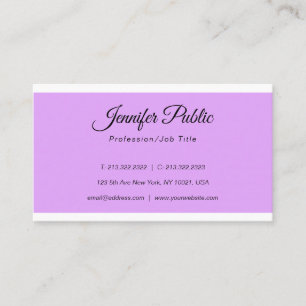 Carte De Visite Design élégant Violet Moderne Simple Plat tendance