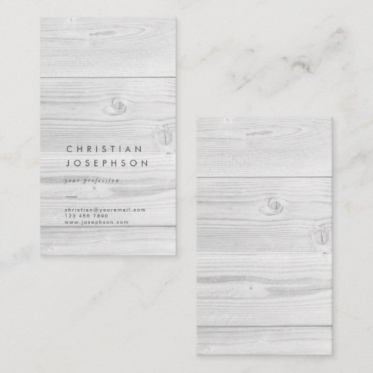 carte de visite design en bois blanc (Devant / Derrière)