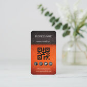 Carte De Visite Design en cuir Brown-noir-médias sociaux Code QR (Debout devant)