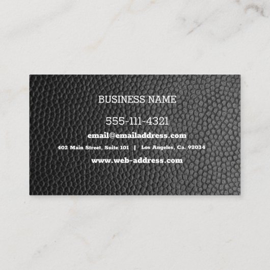Carte De Visite Design en cuir noir personnalisé | (Dos)
