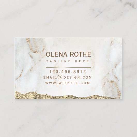 Carte De Visite Design en marbre blanc doré (Dos)