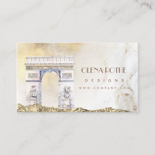 Carte De Visite Design en marbre blanc doré (Devant)