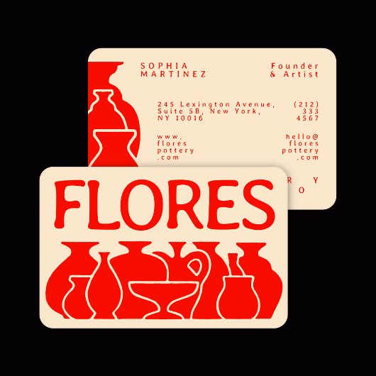 Carte De Visite Design en silhouette de vase de poterie gras