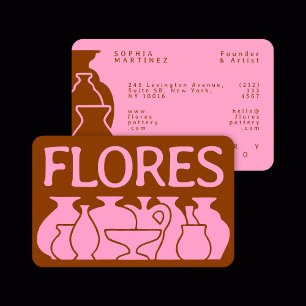 Carte De Visite Design en silhouette de vase de poterie gras