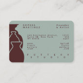 Carte De Visite Design en silhouette de vase de poterie gras (Dos)