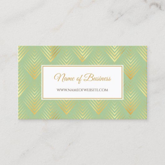 Carte De Visite Design encadré Chevron or Mint (Devant)