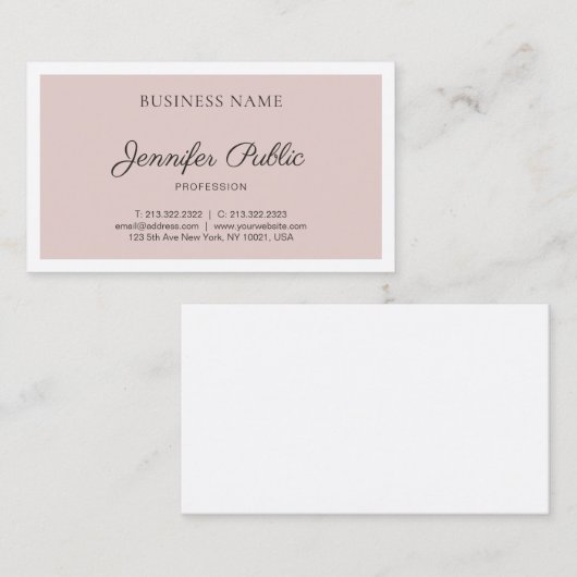 Carte De Visite Design épuré moderne Elégant Plain tendance Luxe (Devant / Derrière)