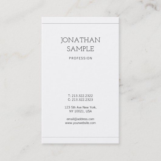 Carte De Visite Design épuré professionnel Élégant Plaine Luxe (Devant)
