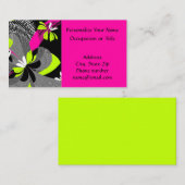 Carte De Visite Design et élégant Abstrait noir, rose et chaux (Devant / Derrière)