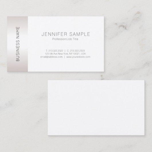 Carte De Visite Design Faux Silver Simple Plain Luxe tendance (Devant / Derrière)