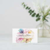 Carte De Visite Design floral aquarelle (Debout devant)