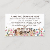 Carte De Visite Design floral blanc avec chiens chats (Dos)