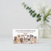 Carte De Visite Design floral blanc avec chiens chats (Debout devant)