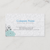Carte De Visite Design Floral Blanc Et Gris Bleu (Dos)