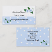 Carte De Visite Design floral bleu élégant (Devant / Derrière)