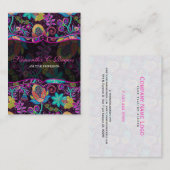 Carte De Visite Design floral coloré en verre perles look (Devant / Derrière)