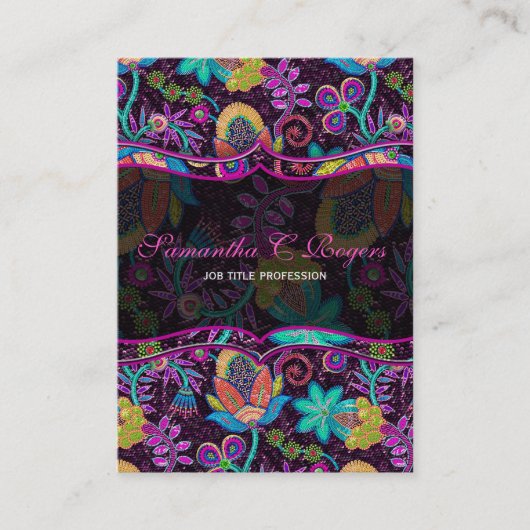 Carte De Visite Design floral coloré en verre perles look (Devant)