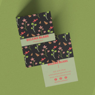 Carte De Visite Design floral élégant avec un Arrière - plan foncé