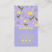 Carte De Visite Design floral élégant - thème violet et jaune (Dos)