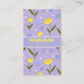 Carte De Visite Design floral élégant - thème violet et jaune (Devant)