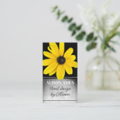 Carte De Visite design floral jaune soleil sur noir (Debout devant)