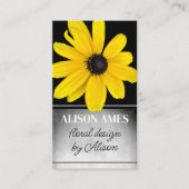 Carte De Visite design floral jaune soleil sur noir (Devant)
