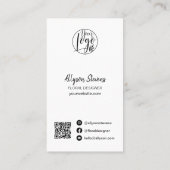 Carte De Visite Design floral moderne monstera logo blanc qr code (Dos)