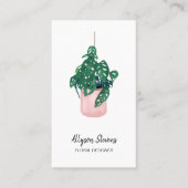 Carte De Visite Design floral moderne monstera logo blanc qr code (Devant)