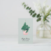 Carte De Visite Design floral moderne monstera logo vert qr code (Debout devant)