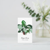 Carte De Visite Design floral moderne plante blanc logo qr code (Debout devant)