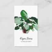 Carte De Visite Design floral moderne plante blanc logo qr code (Devant)