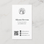 Carte De Visite Design floral moderne plante fig logo qr code (Dos)