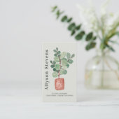 Carte De Visite Design floral moderne plante fig logo qr code (Debout devant)