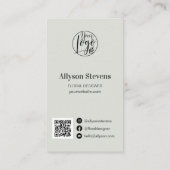 Carte De Visite Design floral moderne plante fig logo qr code (Dos)