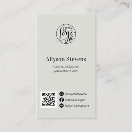 Carte De Visite Design floral moderne plante fig logo qr code (Dos)
